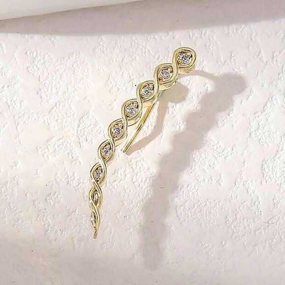 Gold Zircon Ear Climber - Picture 3 of 5